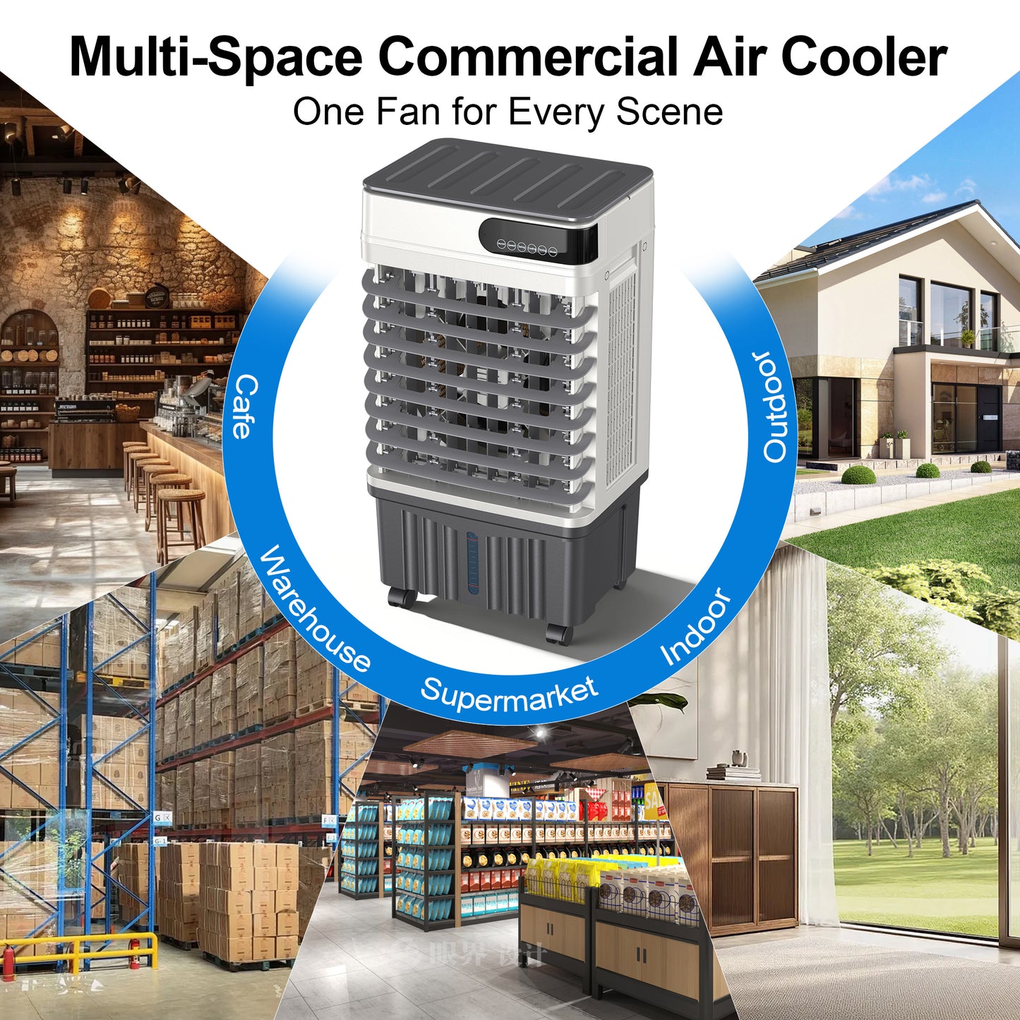 MEPTY 1800CFM Swamp Cooler, Evaporative Air Cooler with 5.3 Gallon Water Tank, 4 Ice Packs, 3 Speeds&Modes, 12H Timer, 120°Oscillation, Remote, Portable Air Conditioner Fan for Indoor Outdoor Use