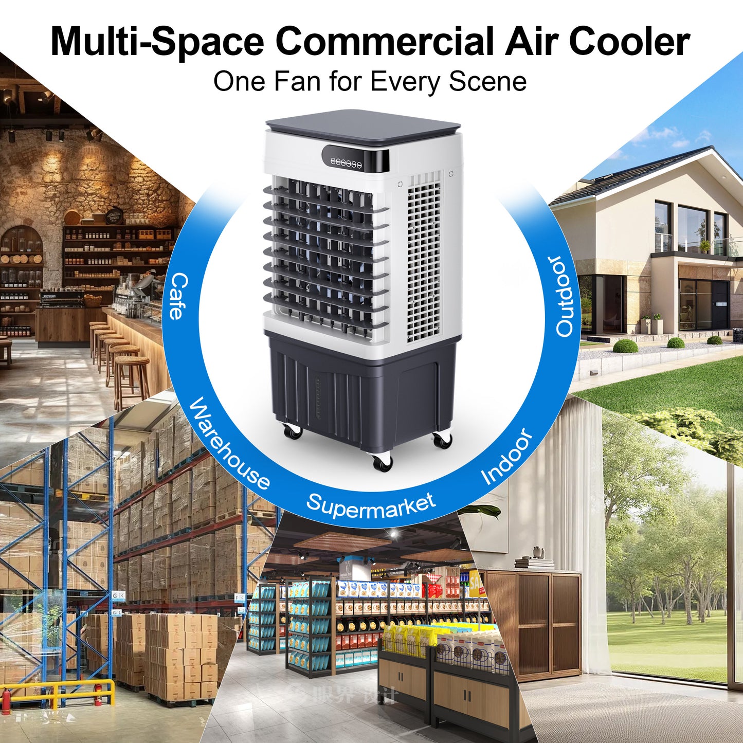 MEPTY 2500CFM Swamp Cooler, Evaporative Air Cooler with 8 Gallon Water Tank, 4 Ice Packs, 3 Speeds&Modes, 12H Timer, 120°Oscillation, Remote, Portable Air Conditioner Fan for Indoor Outdoor Use