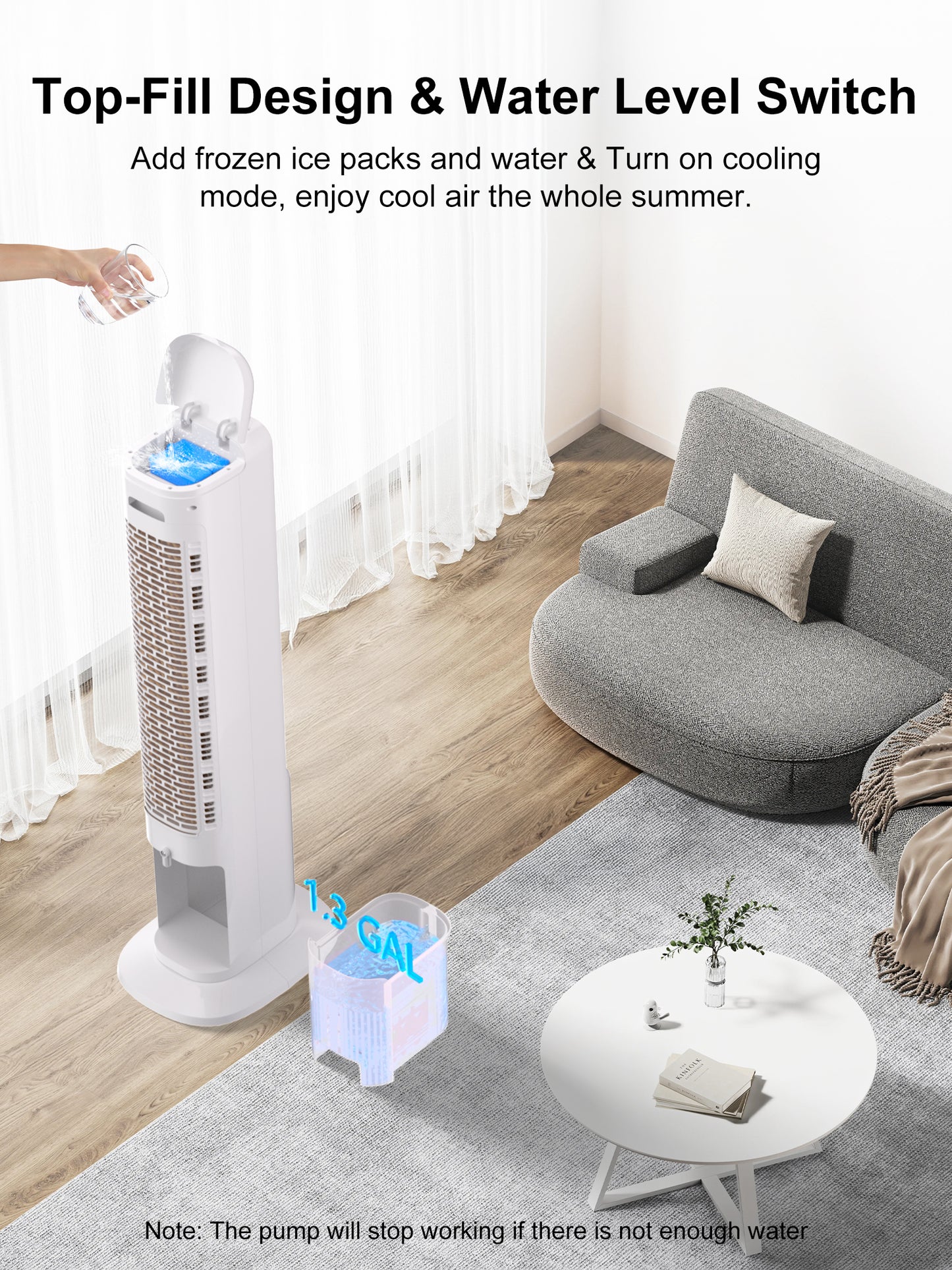 MEPTY Evaporative Air Cooler,Cooling Fans that Blow Cold Air with 120° Oscillation, 12H Timer,3 Speeds,Portable Swamp Cooler for Bedroom Office