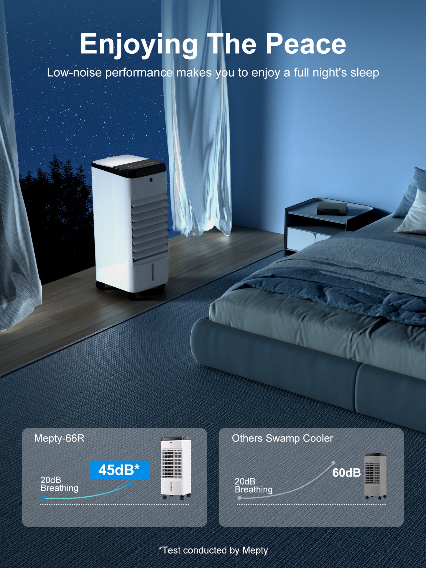 MEPTY Windowless Portable Air Conditioner, Swamp Cooler for Bedroom, Evaporative Cooler with Timer, Remote