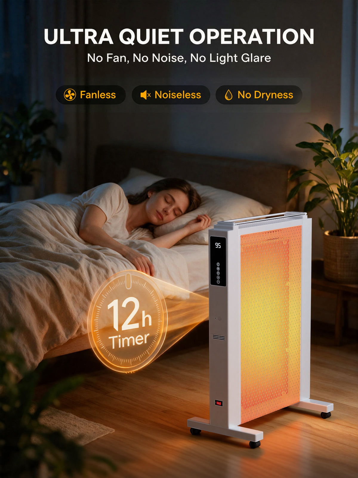 MEPTY Space Heater Large Room,Electric Mica Infrared Heaters for Indoor Use,Digital Thermostat,Energy Saving,Overheat & Tip-Over Protection,360°Whole Room Heater for Indoor Use,Bedroom,Office,Garage