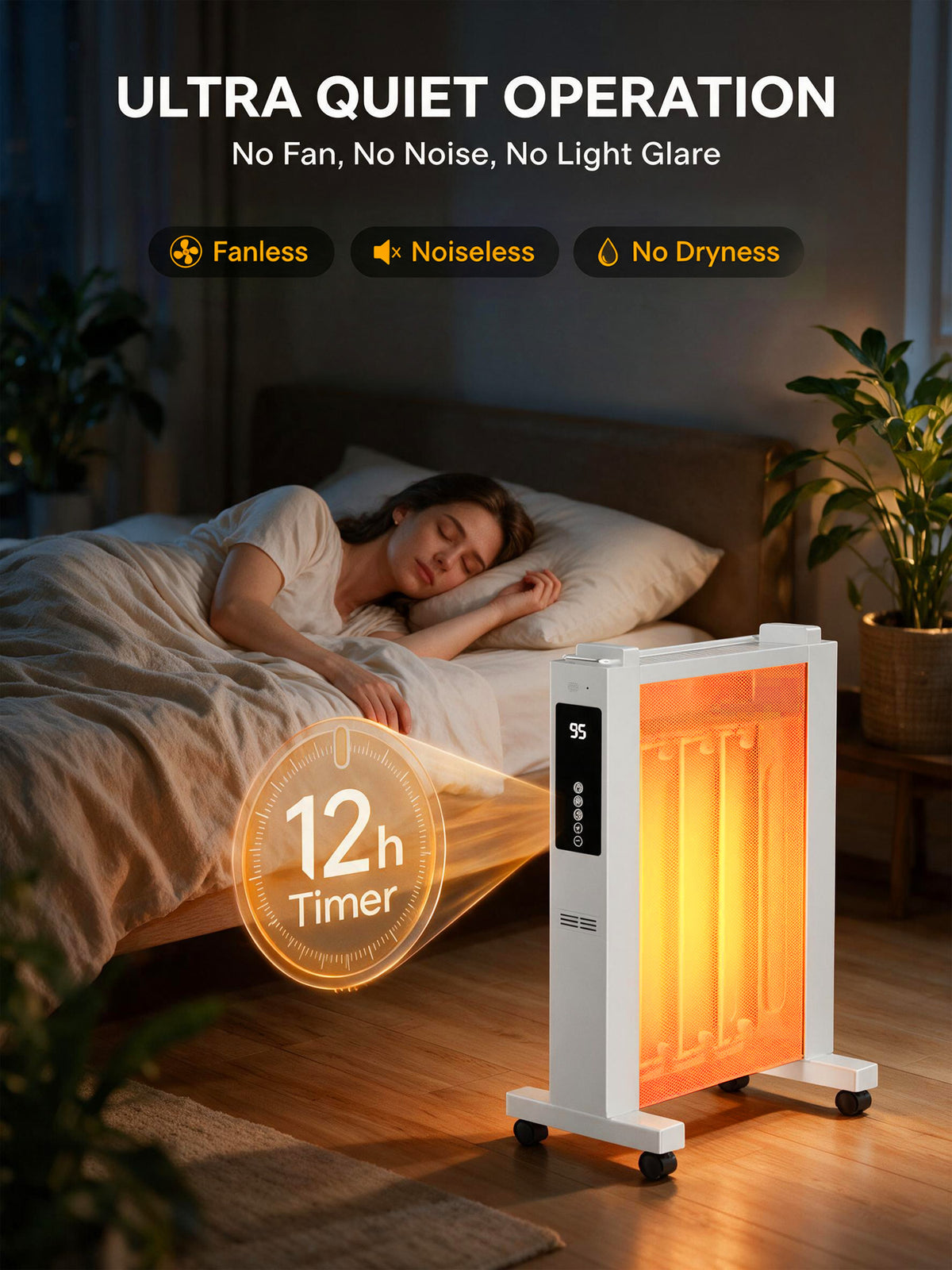 MEPTY Space Heater Large Room,Electric Space Heaters for Indoor Use,12H Timer,ECO, Remote Control, Heater for Room, Bedroom, Office,Garage