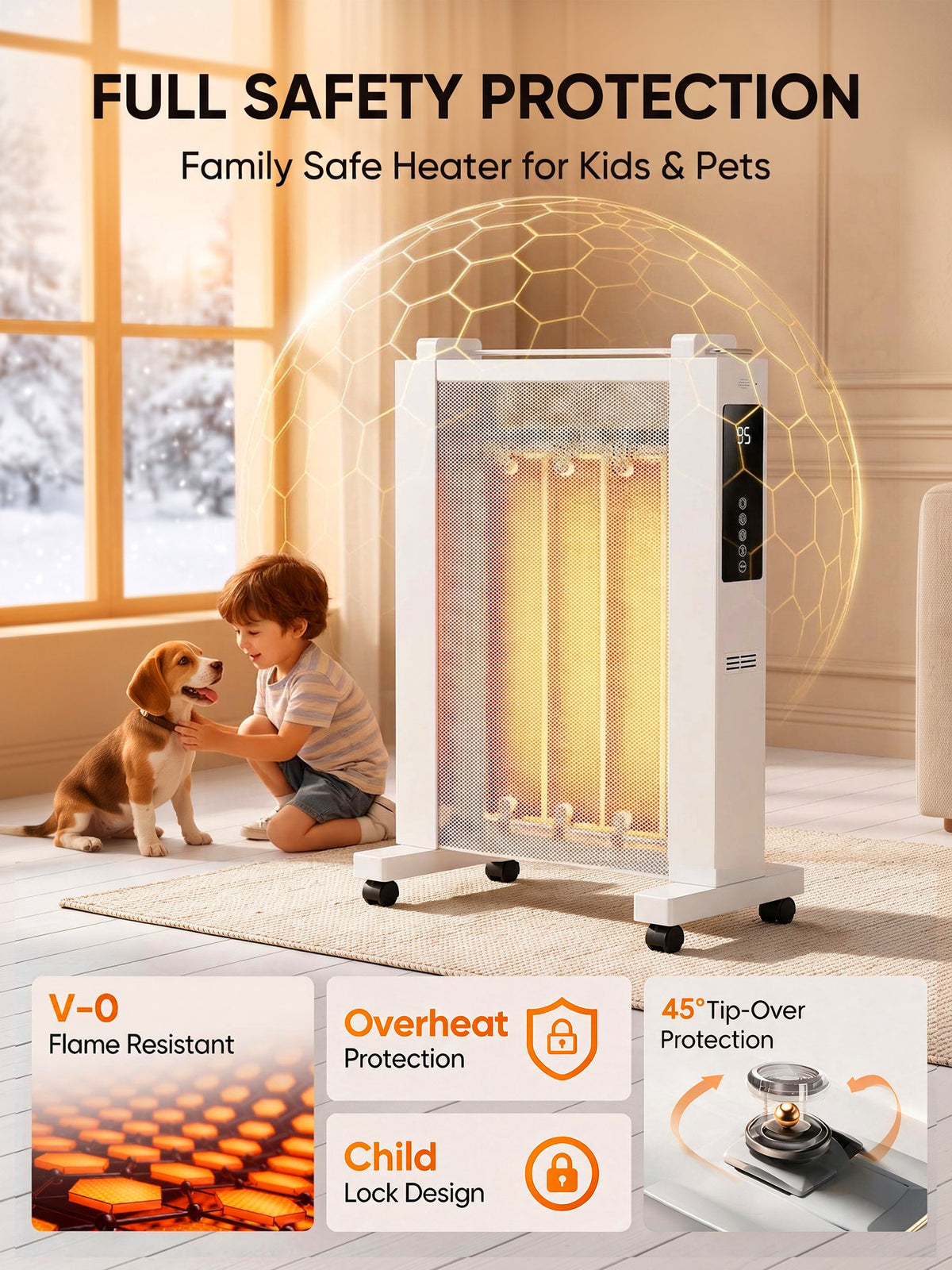 MEPTY Space Heater Large Room,Electric Space Heaters for Indoor Use,12H Timer,ECO, Remote Control, Heater for Room, Bedroom, Office,Garage