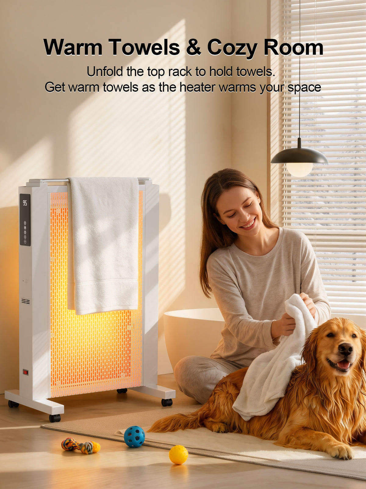 MEPTY Space Heater Large Room,Electric Mica Infrared Heaters for Indoor Use,Digital Thermostat,Energy Saving,Overheat & Tip-Over Protection,360°Whole Room Heater for Indoor Use,Bedroom,Office,Garage