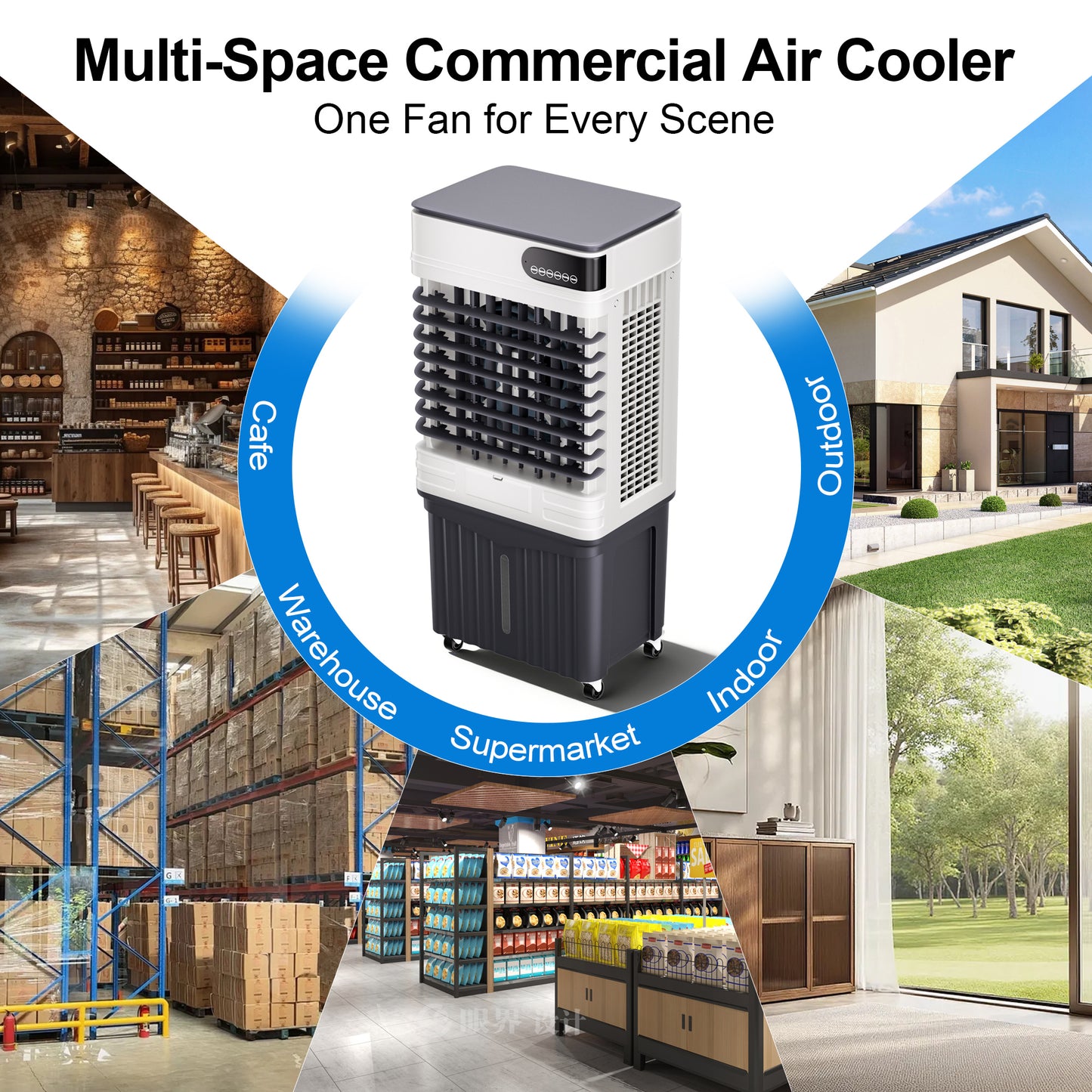 MEPTY 3600CFM Swamp Cooler, Evaporative Air Cooler with 13.5 Gallon Water Tank, 4 Ice Packs, 3 Speeds&Modes, 12H Timer, 120°Oscillation, Remote, Portable Air Conditioner Fan for Garage, Outdoor, Patio