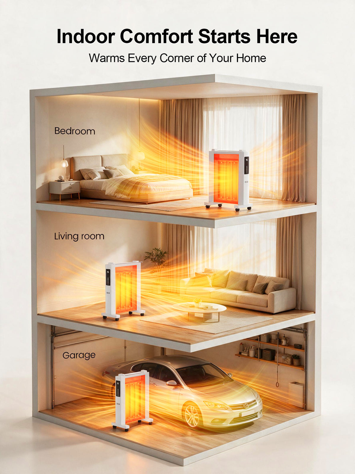 MEPTY Space Heater Large Room,Electric Space Heaters for Indoor Use,12H Timer,ECO, Remote Control, Heater for Room, Bedroom, Office,Garage