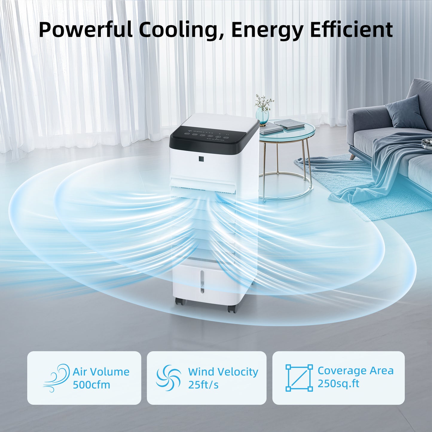 MEPTY Swamp Cooler, Windowless Portable Air Conditioners with 120°Oscillation, Evaporative Air Cooler with Remote,12H Timer