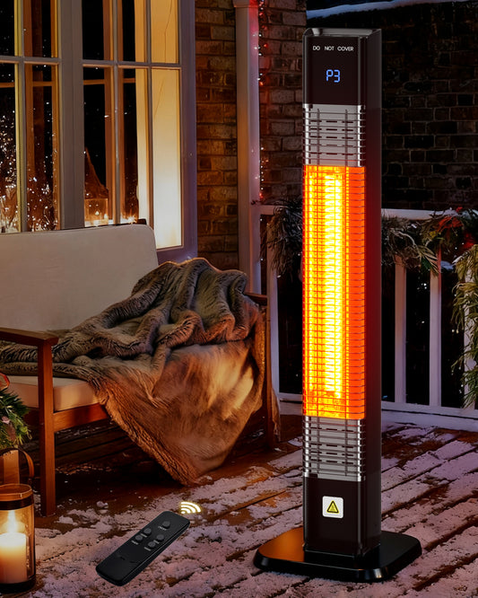 MEPTY Outdoor Heaters for Patio 1500W, Infrared Electric Heater with Remote&Touch Control, 24H Timer,3 Heat Settings, Quiet,Overheat&Tip-Over Protection