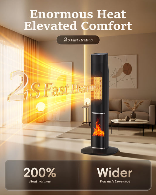 MEPTY 1500W Space Heater, Electric Heaters for Indoor Use with Thermostat and Remote, Overheat&Tip-over Protection,24H Timer