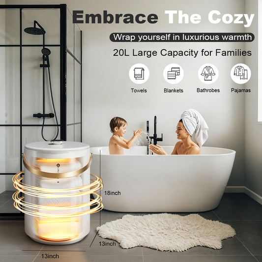 MEPTY Towel Warmer, Towel Warmers for Bathroom with Portable Handle, Luxury Towel Warmer Bucket with Auto Shut Off, Fit for Towels, Bathrobes, Blankets