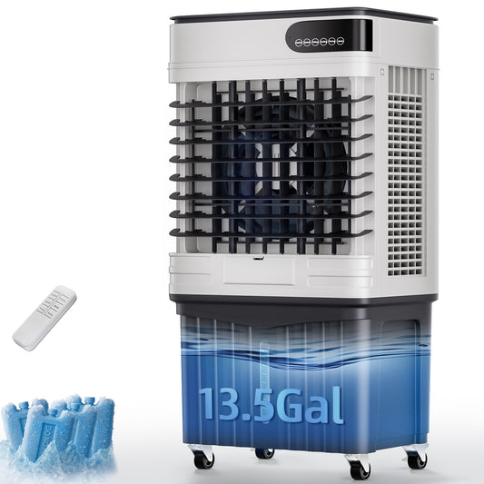 MEPTY 3600CFM Swamp Cooler, Evaporative Air Cooler with 13.5 Gallon Water Tank, 4 Ice Packs, 3 Speeds&Modes, 12H Timer, 120°Oscillation, Remote, Portable Air Conditioner Fan for Garage, Outdoor, Patio
