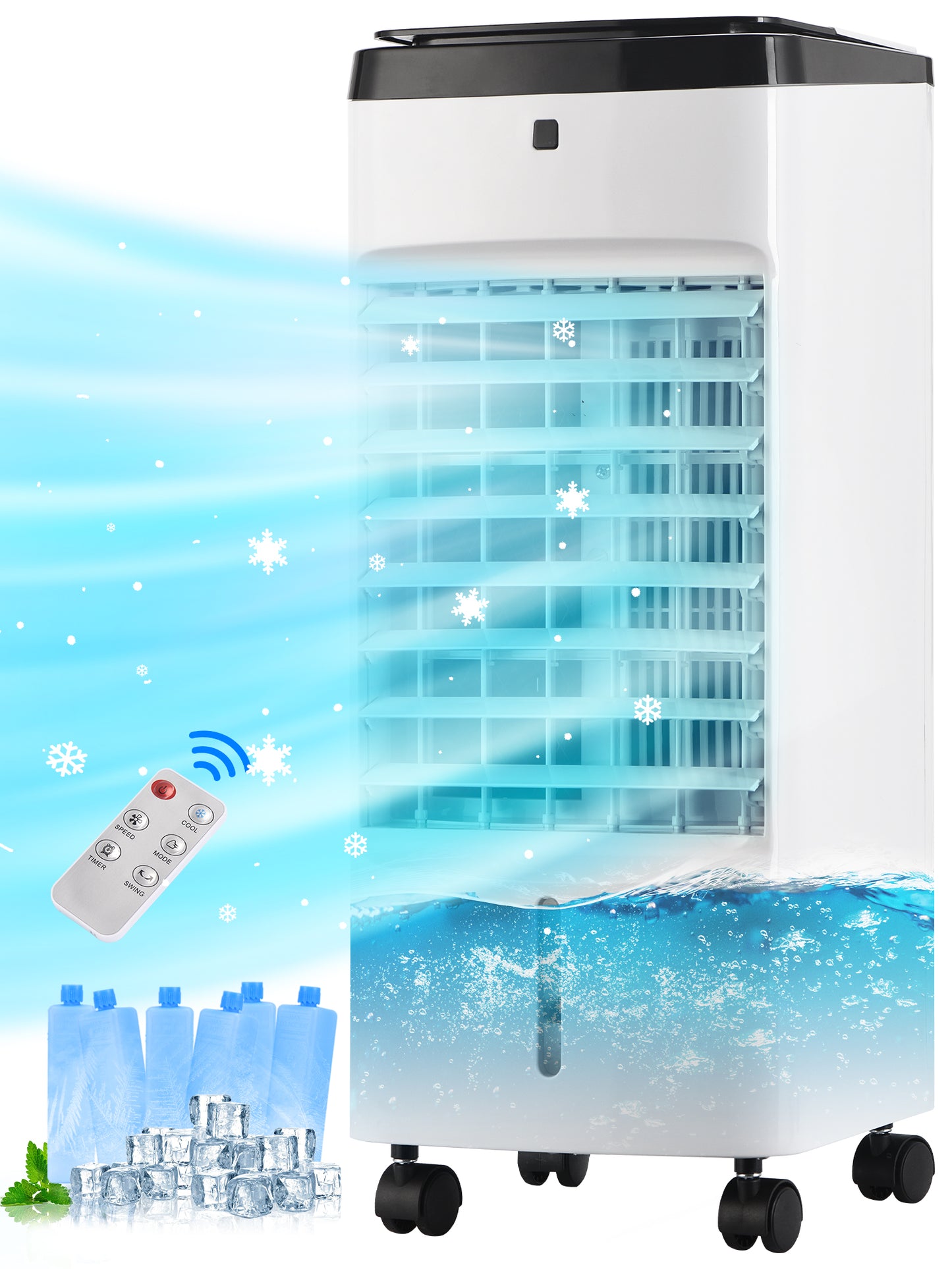 MEPTY Windowless Portable Air Conditioner, Swamp Cooler for Bedroom, Evaporative Cooler with Timer, Remote