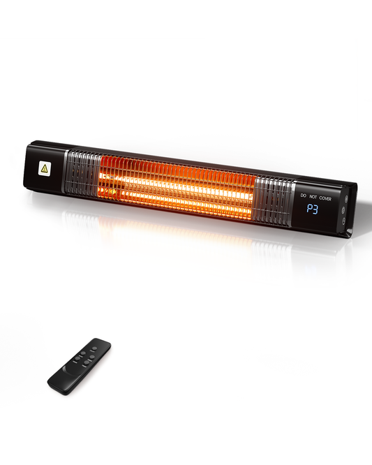 MEPTY Outdoor Heaters for Patio Use, Infrared Electric Wall Heater with Remote&Touch Control, 24H Timer,3 Heat Settings, Quiet,Overheat Protection for Porch