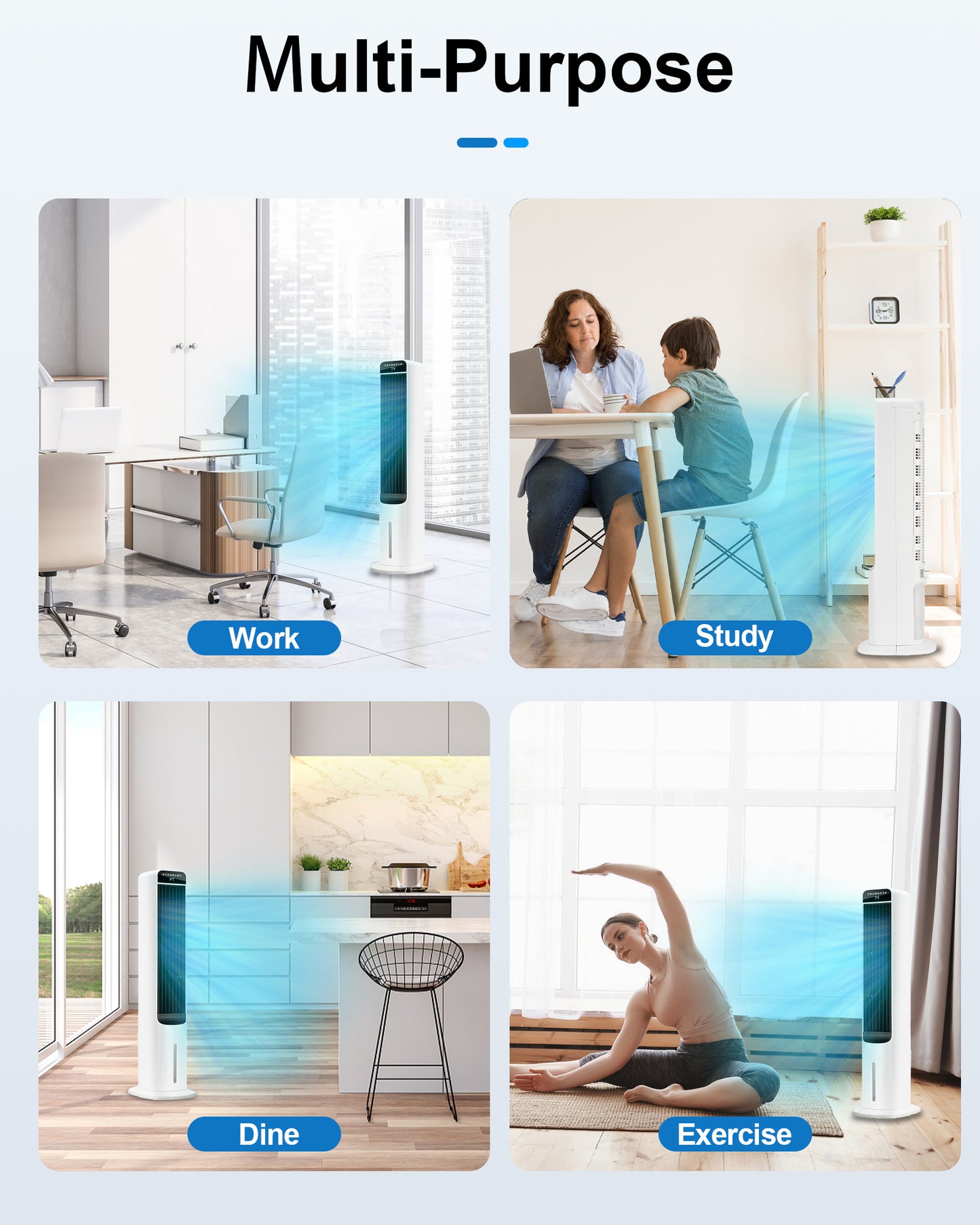 MEPTY 3-IN-1 Evaporative Air Cooler, Cooling Fans that Blow Cold Air