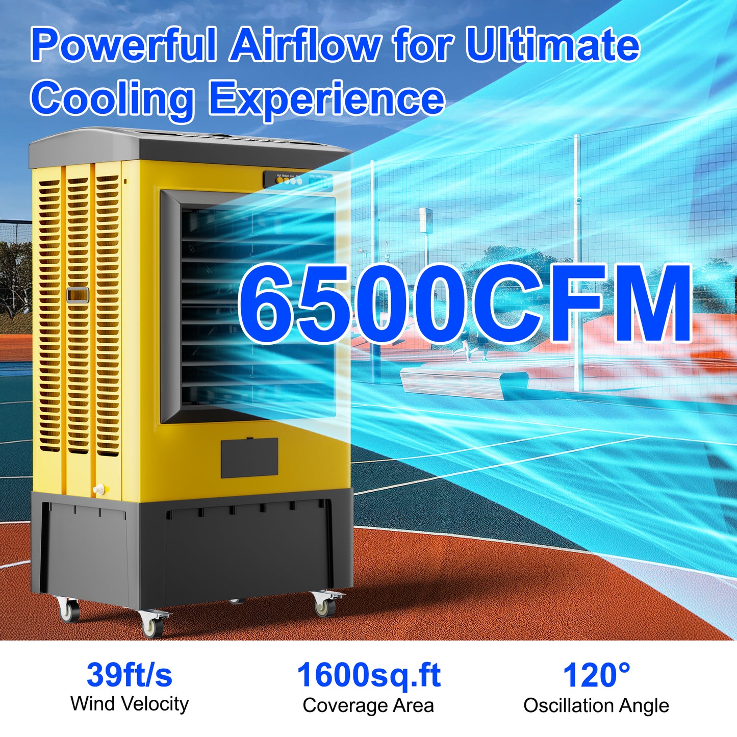 MEPTY Swamp Cooler, Evaporative Air Cooler with Continuous Auto Fill, Portable Evaporative Cooler for Commercial, Industrial, Garage, Patio Use
