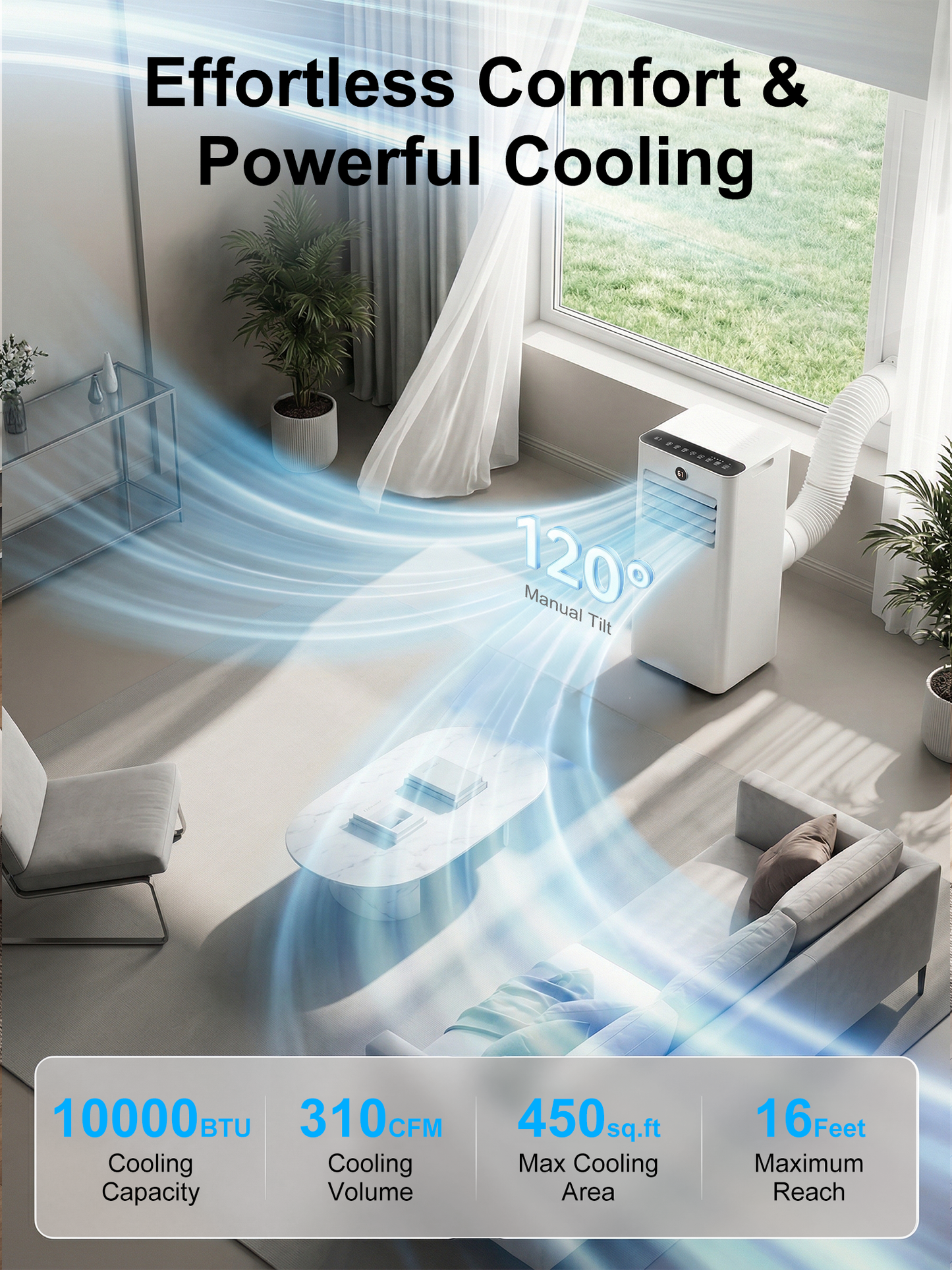 MEPTY 10000BTU Portable Air Conditioners, Portable AC Unit with Dehumidifier, Sleep Mode, 24H Timer, Cools Room up to 450 sq.ft, Room Air Conditioners with Self-evaporation System for Bedroom