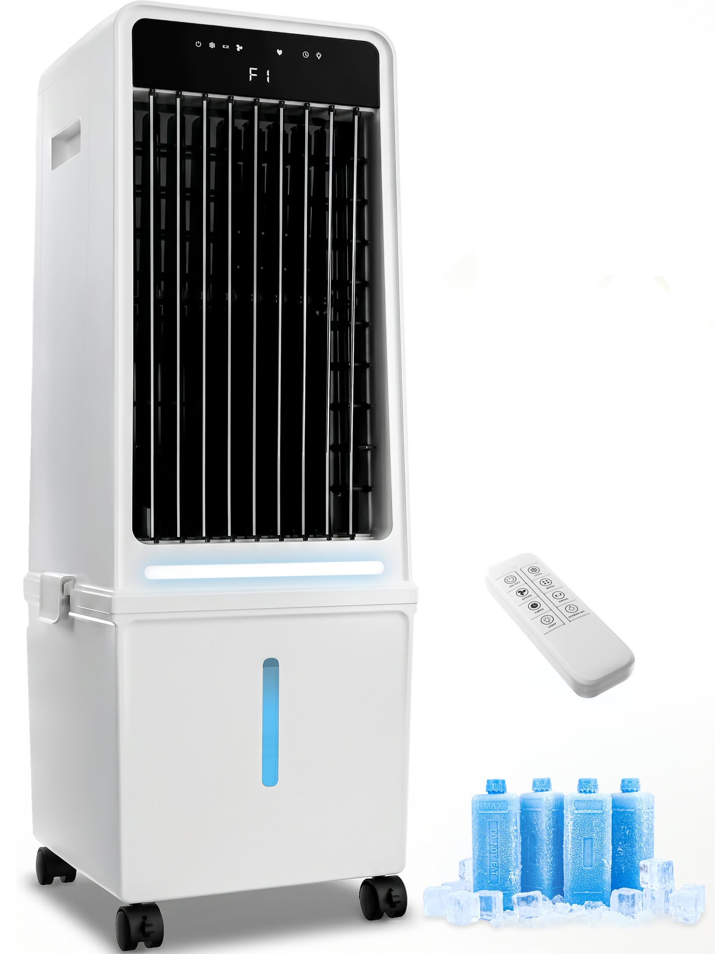 MEPTY 1800CFM Evaporative Air Cooler, Swamp Cooler with 4.2GAL Tank, Ambient Light, 3 Speeds, 4 Modes, 12H Timer, Windowless Portable Air Conditioner for Indoor Room Bedroom
