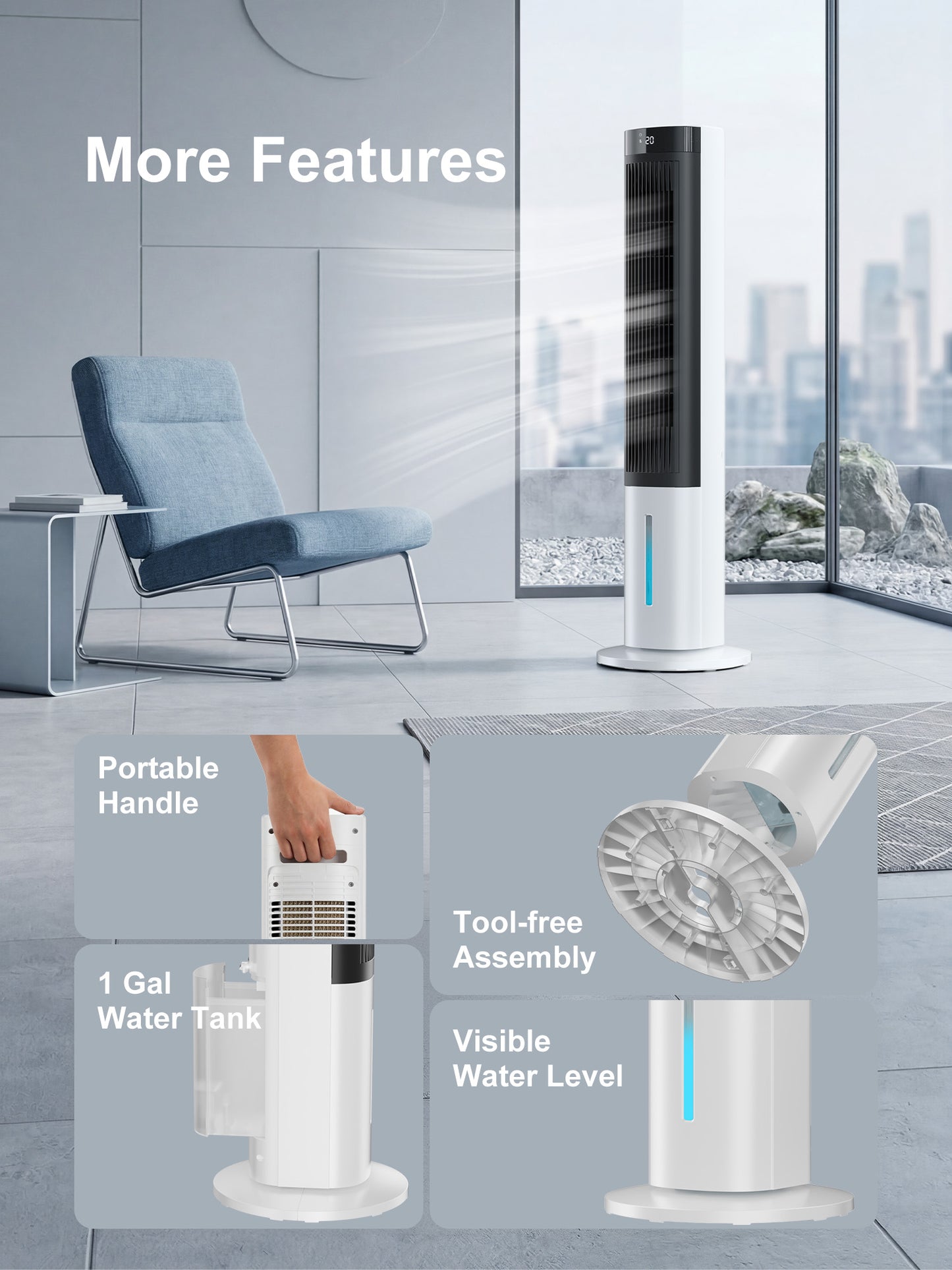 MEPTY Evaporative Air Cooler, Windowless Portable Air Conditioners with 24H Timer, Cooling Fans that Blow Cold Air, 3 Speeds, 4 Modes, Remote,120°Oscillation, Swamp Cooler for Indoor Room Bedroom