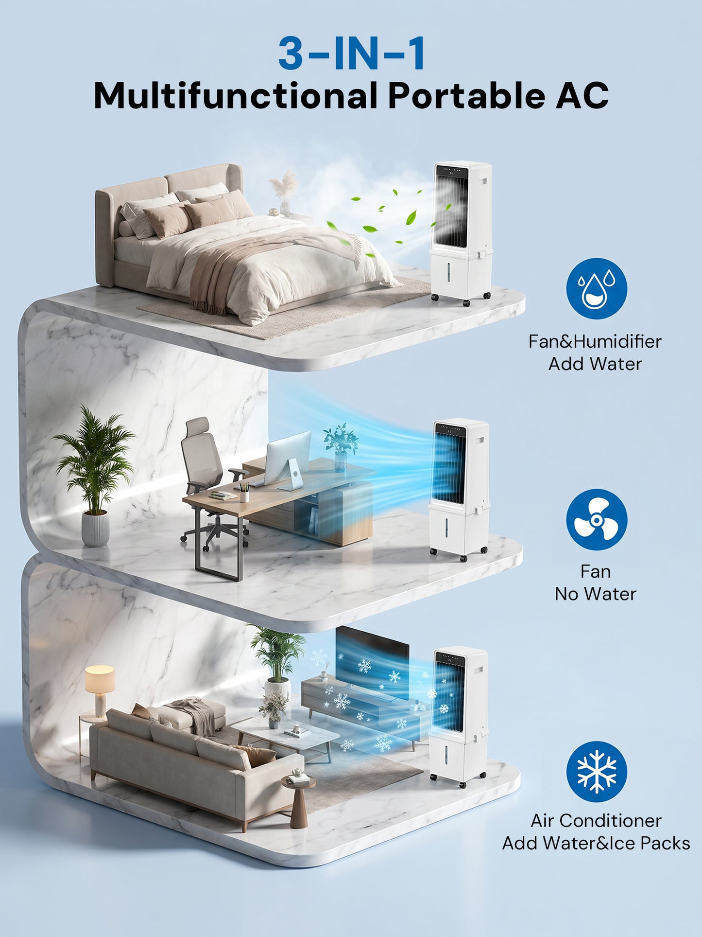 MEPTY 1800CFM Evaporative Air Cooler, Swamp Cooler with 4.2GAL Tank, Ambient Light, 3 Speeds, 4 Modes, 12H Timer, Windowless Portable Air Conditioner for Indoor Room Bedroom