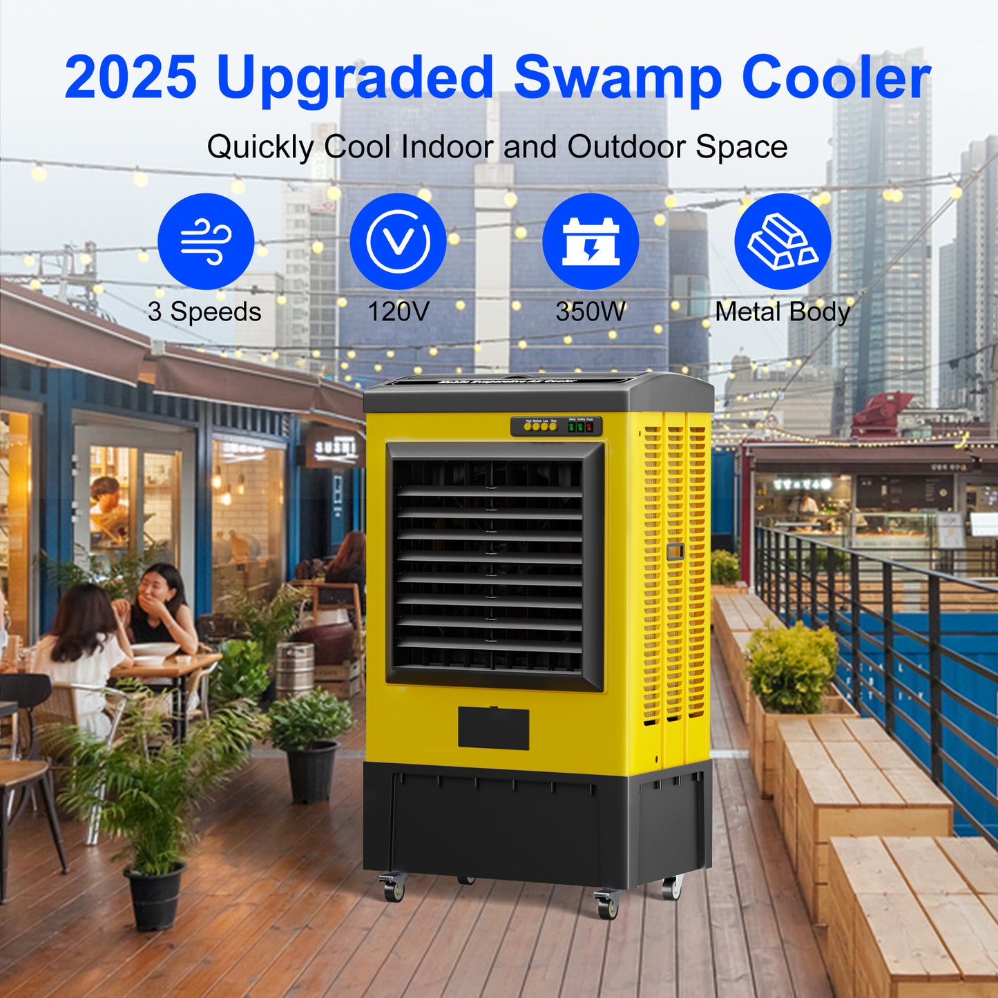 MEPTY Swamp Cooler, Evaporative Air Cooler with Continuous Auto Fill, Portable Evaporative Cooler for Commercial, Industrial, Garage, Patio Use