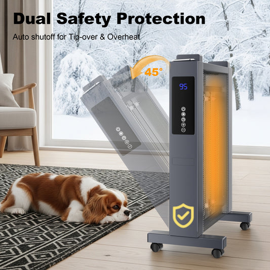 MEPTY Space Heaters Indoor Use, 1500W Quiet Mica Convection Heater, Electric Space Heater for Large Room with Remote