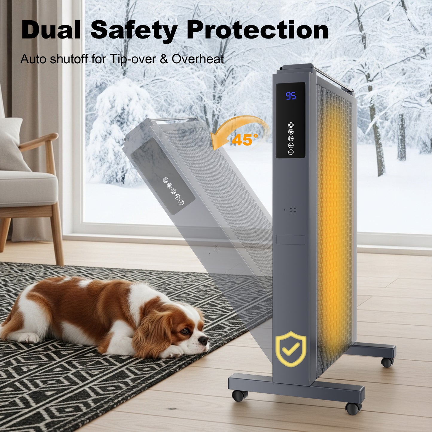 MEPTY Space Heaters Indoor Use, 1500W Quiet Mica Convection Heater, Electric Space Heater for Large Room with Remote