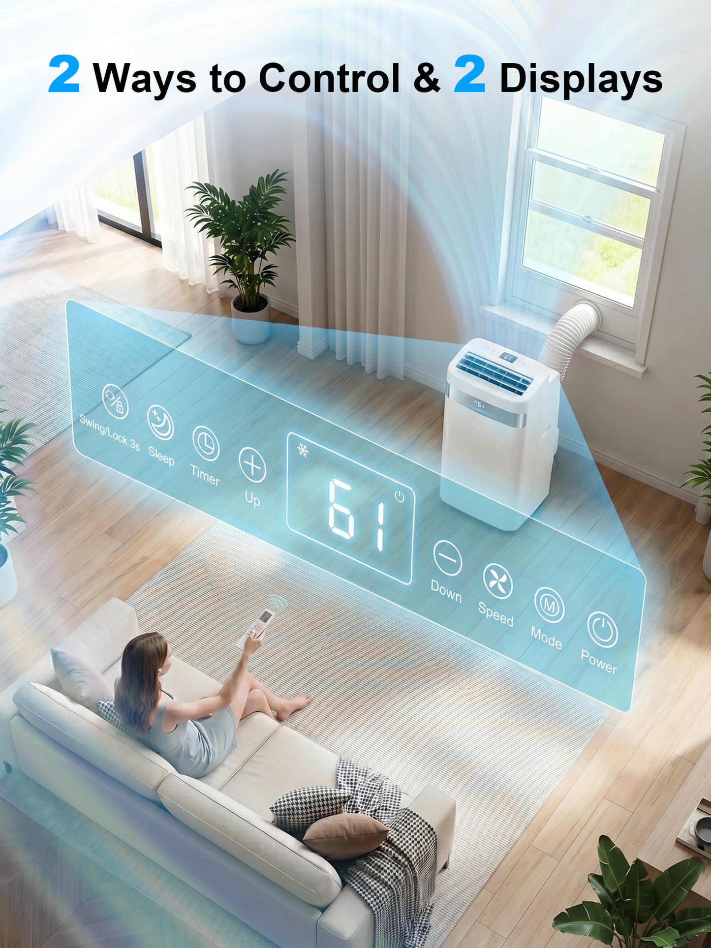 MEPTY 14000BTU Portable Air Conditioners, Portable AC Unit with Dehumidifier, Sleep Mode, 24H Timer, Cools Room up to 700 sq.ft, Room Air Conditioners with Auto-evaporation System for Bedroom