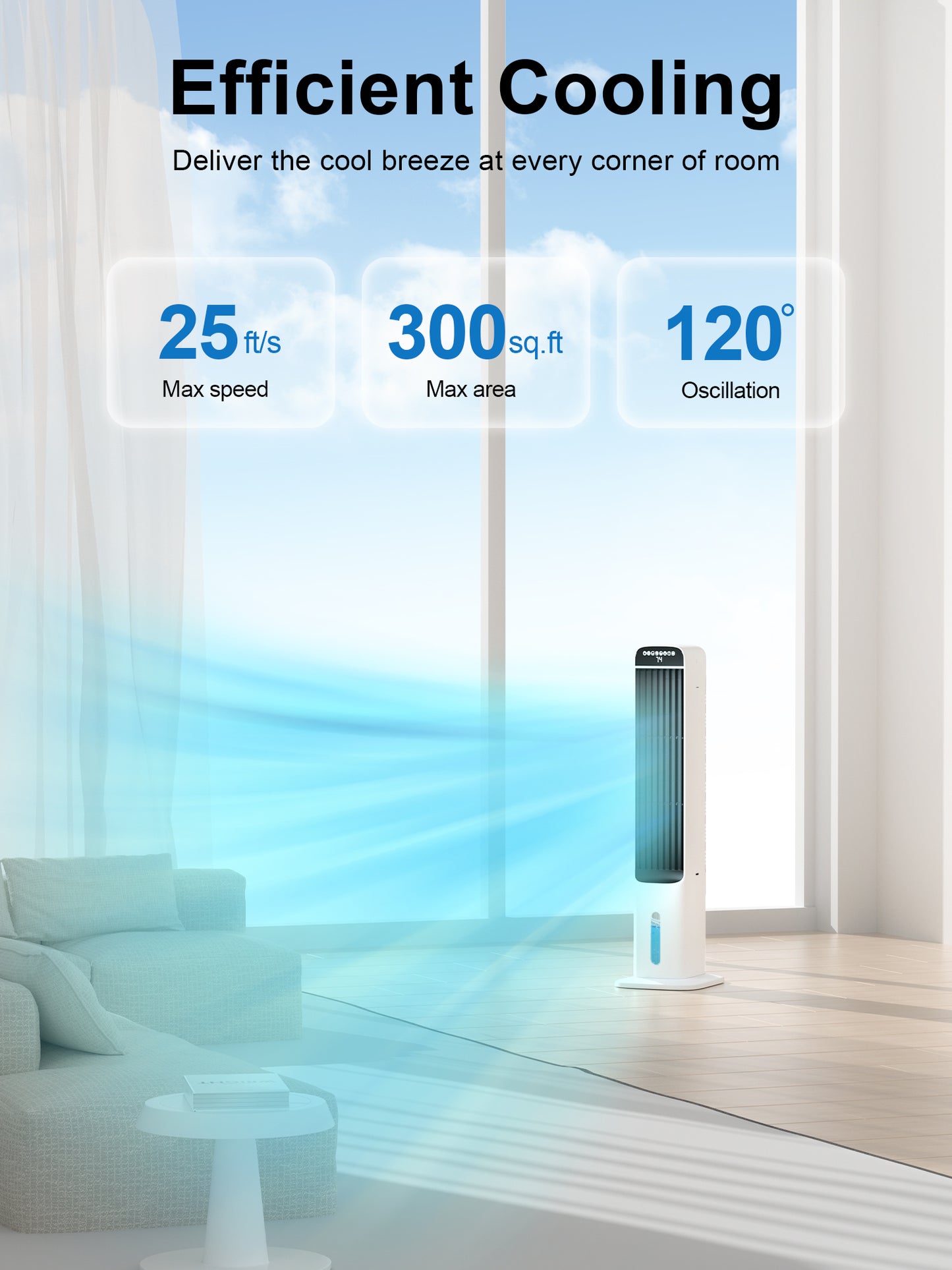 MEPTY 3-IN-1 Evaporative Air Cooler, Cooling Fans that Blow Cold Air