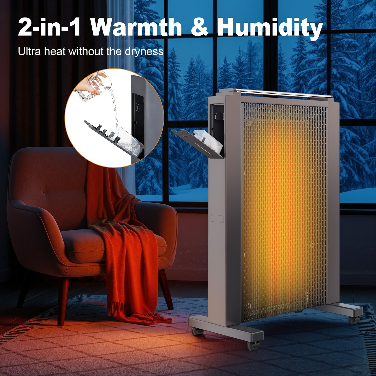 MEPTY Space Heaters Indoor Use, 1500W Quiet Mica Convection Heater, Electric Space Heater for Large Room with Remote