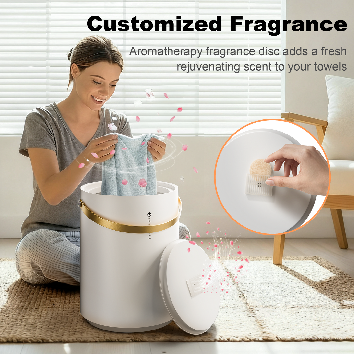 MEPTY Towel Warmer, Towel Warmers for Bathroom with Portable Handle, Luxury Towel Warmer Bucket with Auto Shut Off, Fit for Towels, Bathrobes, Blankets