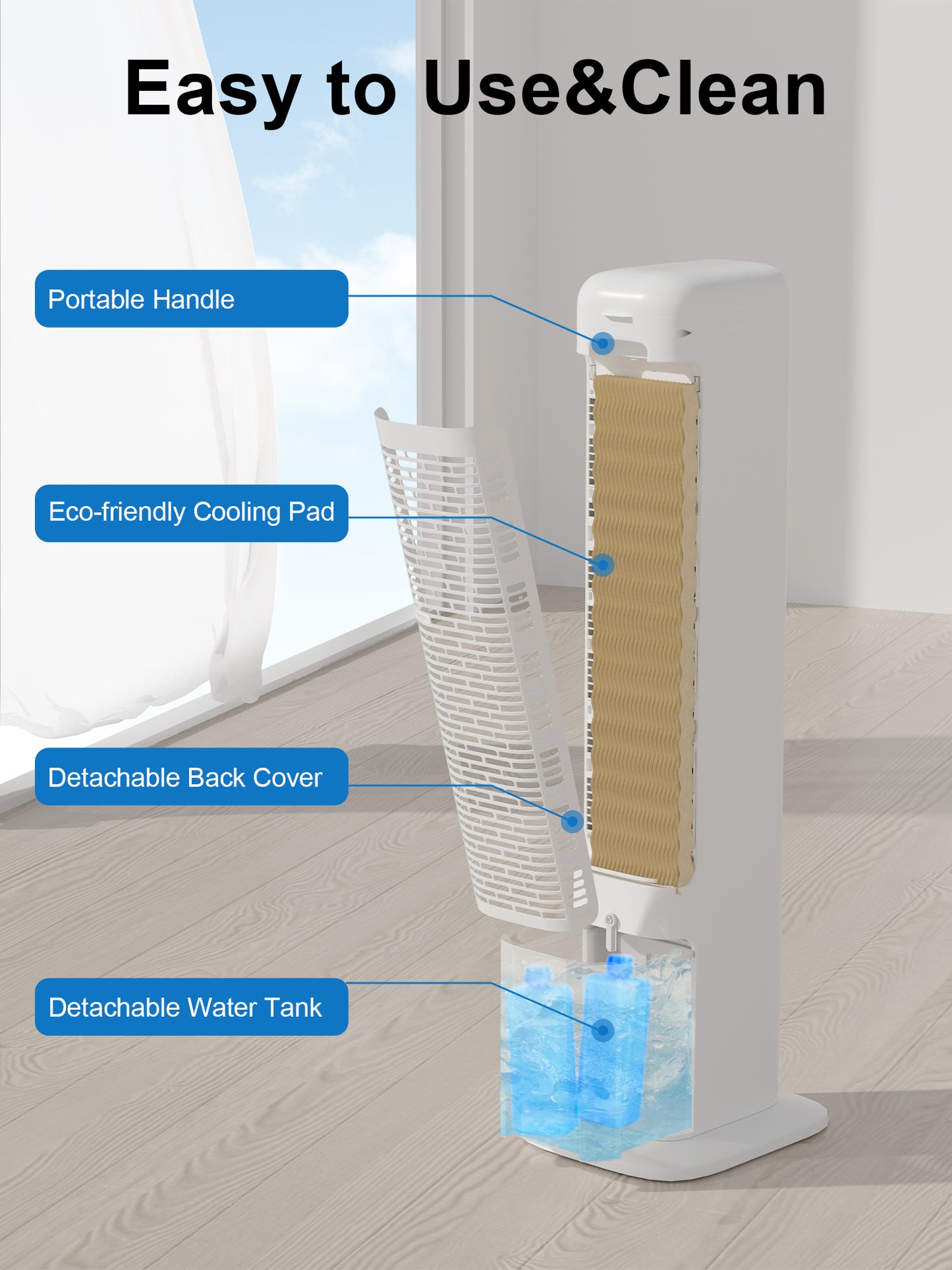 MEPTY 3-IN-1 Evaporative Air Cooler, Cooling Fans that Blow Cold Air