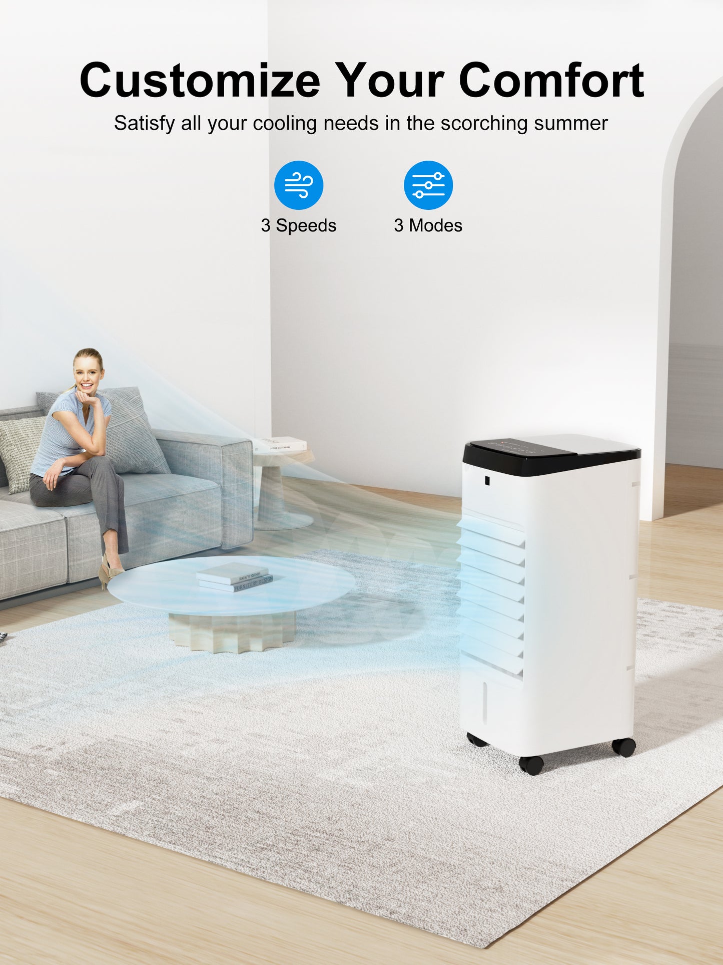 MEPTY Windowless Portable Air Conditioner, Swamp Cooler for Bedroom, Evaporative Cooler with Timer, Remote