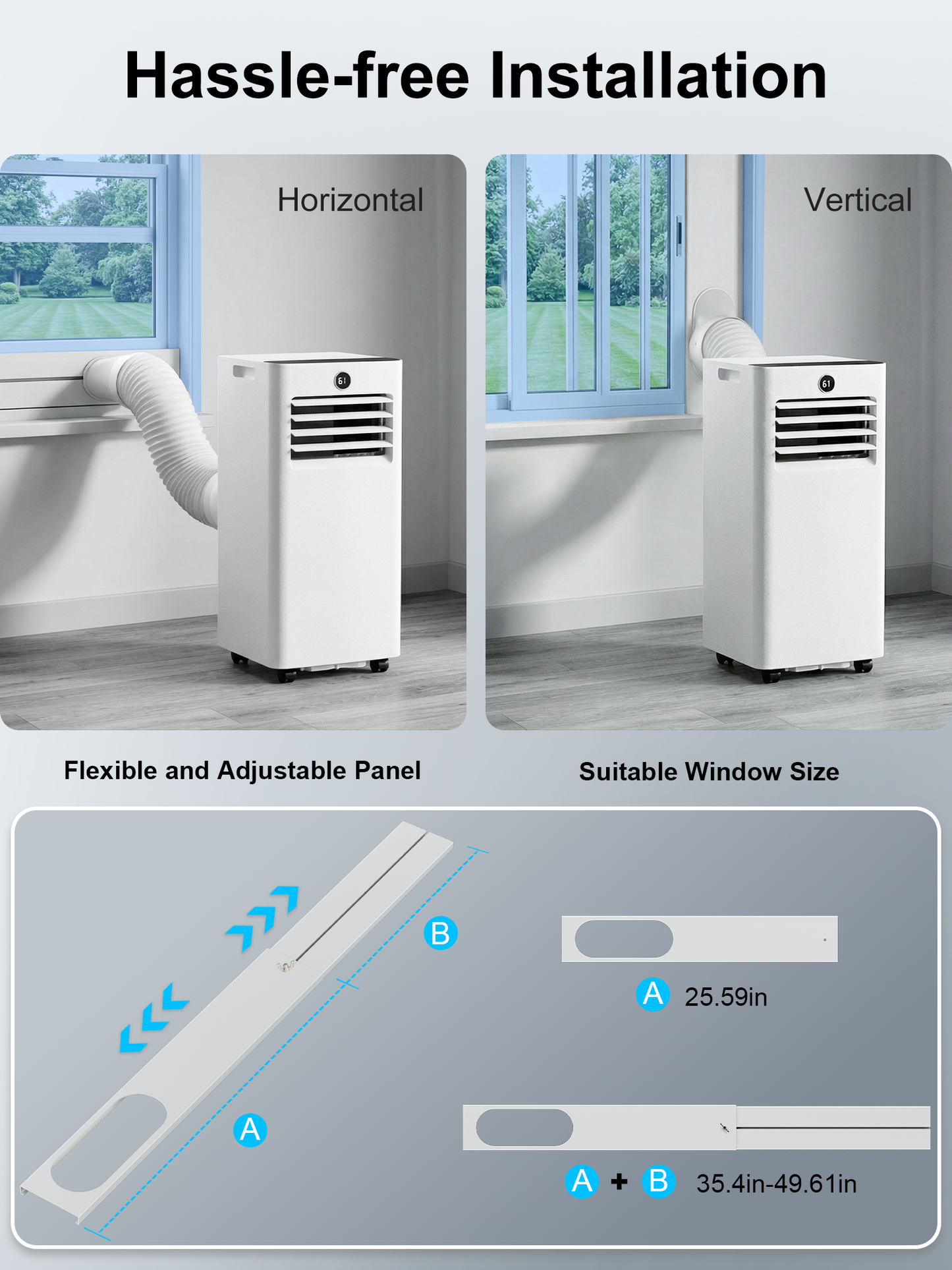 MEPTY 10000BTU Portable Air Conditioners, Portable AC Unit with Dehumidifier, Sleep Mode, 24H Timer, Cools Room up to 450 sq.ft, Room Air Conditioners with Self-evaporation System for Bedroom