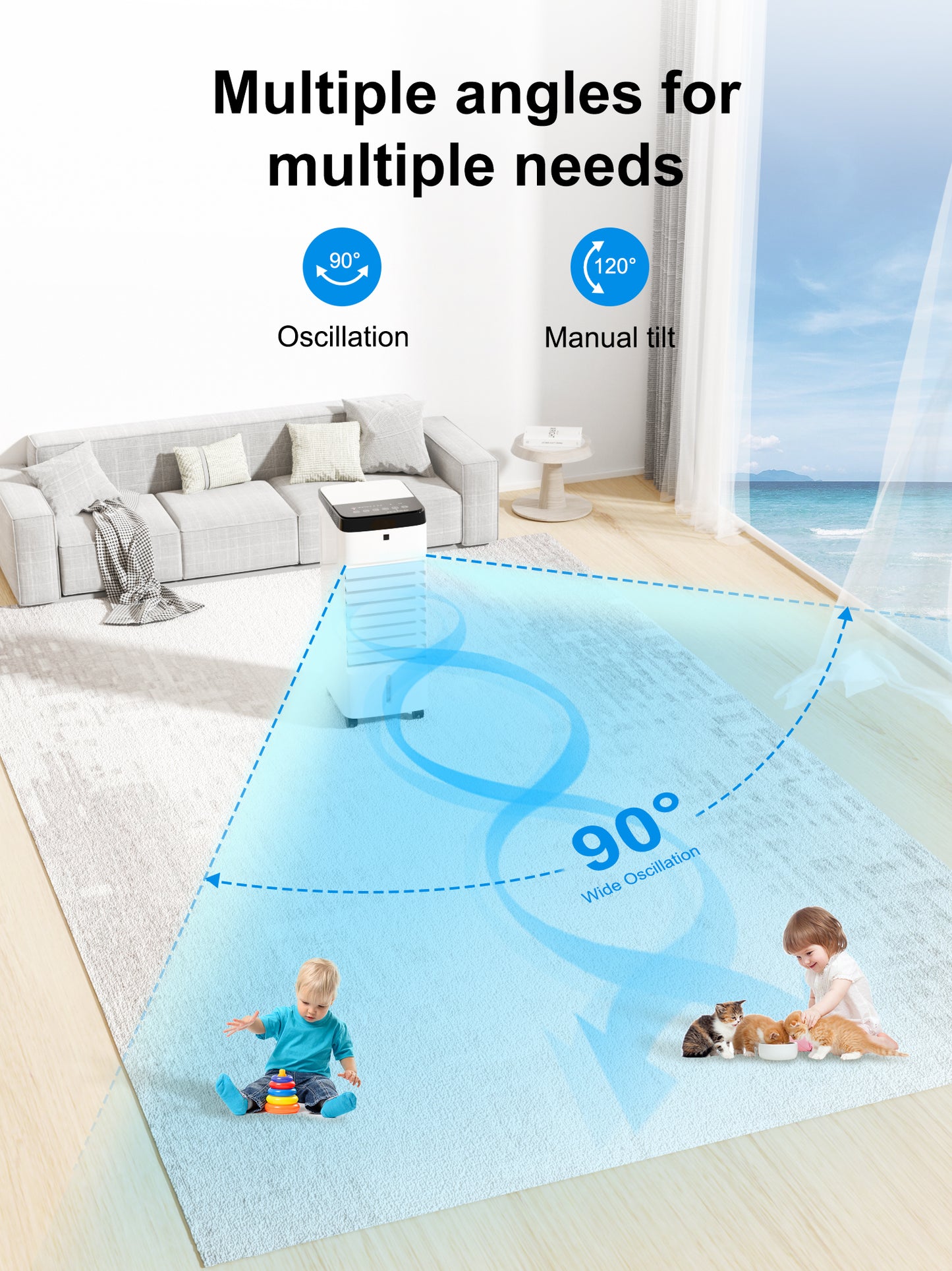 MEPTY Windowless Portable Air Conditioner, Swamp Cooler for Bedroom, Evaporative Cooler with Timer, Remote