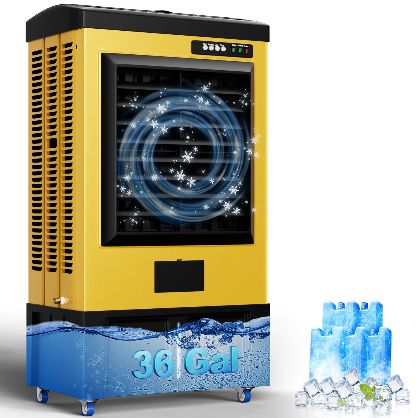 MEPTY 8979CFM Portable Swamp Cooler, Evaporative Air Cooler with 36 Gal Water Tank, Continuous Auto Fill, 3 Speeds, 120°Oscillation, Outdoor Cooling Fan for Industrial, Garage, Commercial Use
