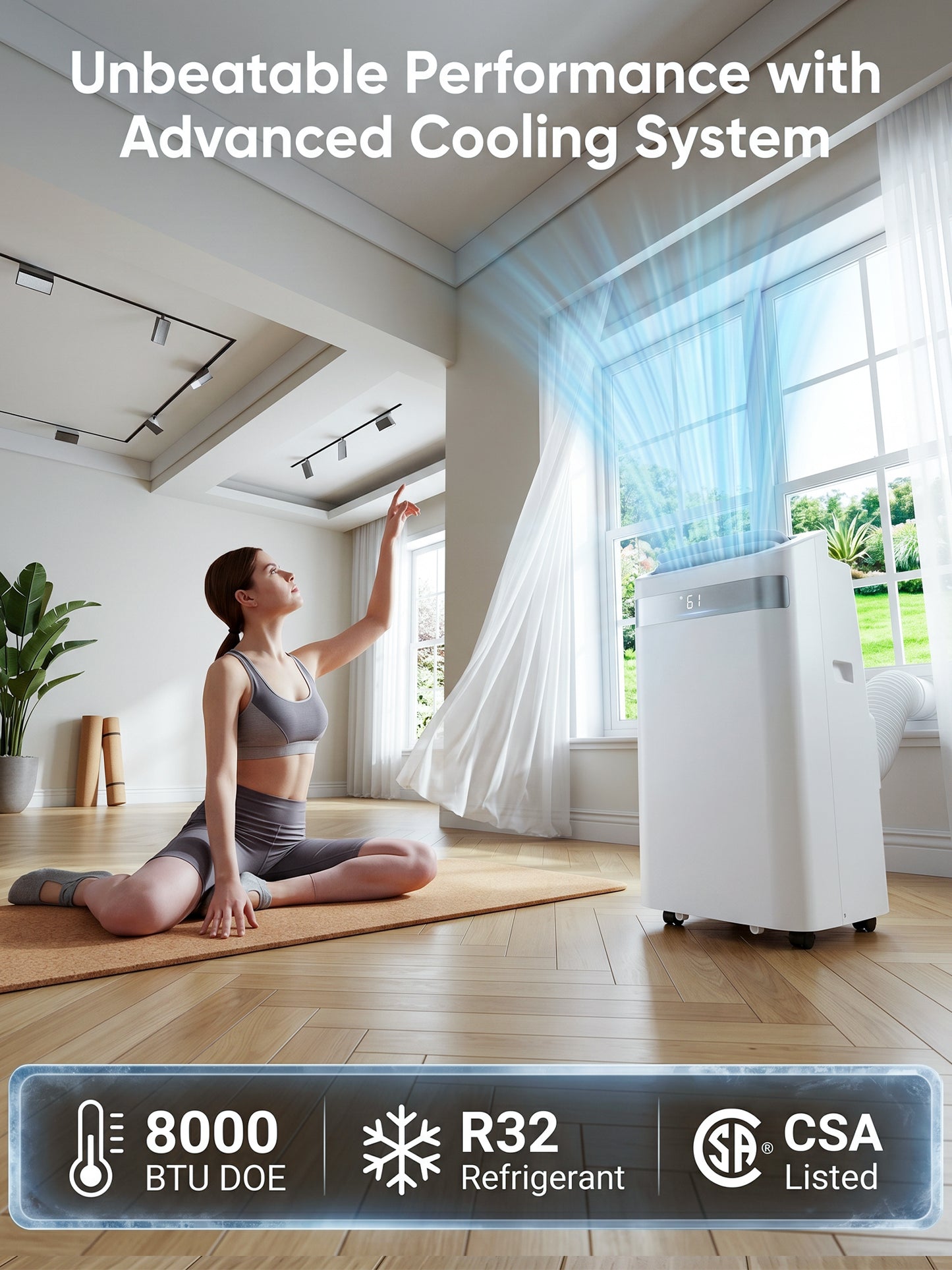 MEPTY 12000BTU Portable Air Conditioners, Portable AC Unit with Dehumidifier, Sleep Mode, 24H Timer, Cools Room up to 550 sq.ft