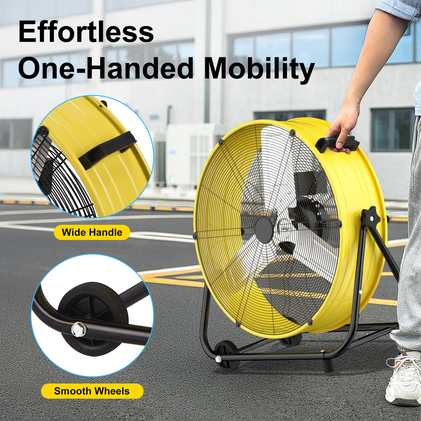 MEPTY 24-Inch Industrial Drum Fan, 8800 CFM High Velocity Floor Fan, 3-Speed Heavy Duty Metal Air Circulator for Shop, Warehouse, Workshop, Garage, Factory,320W