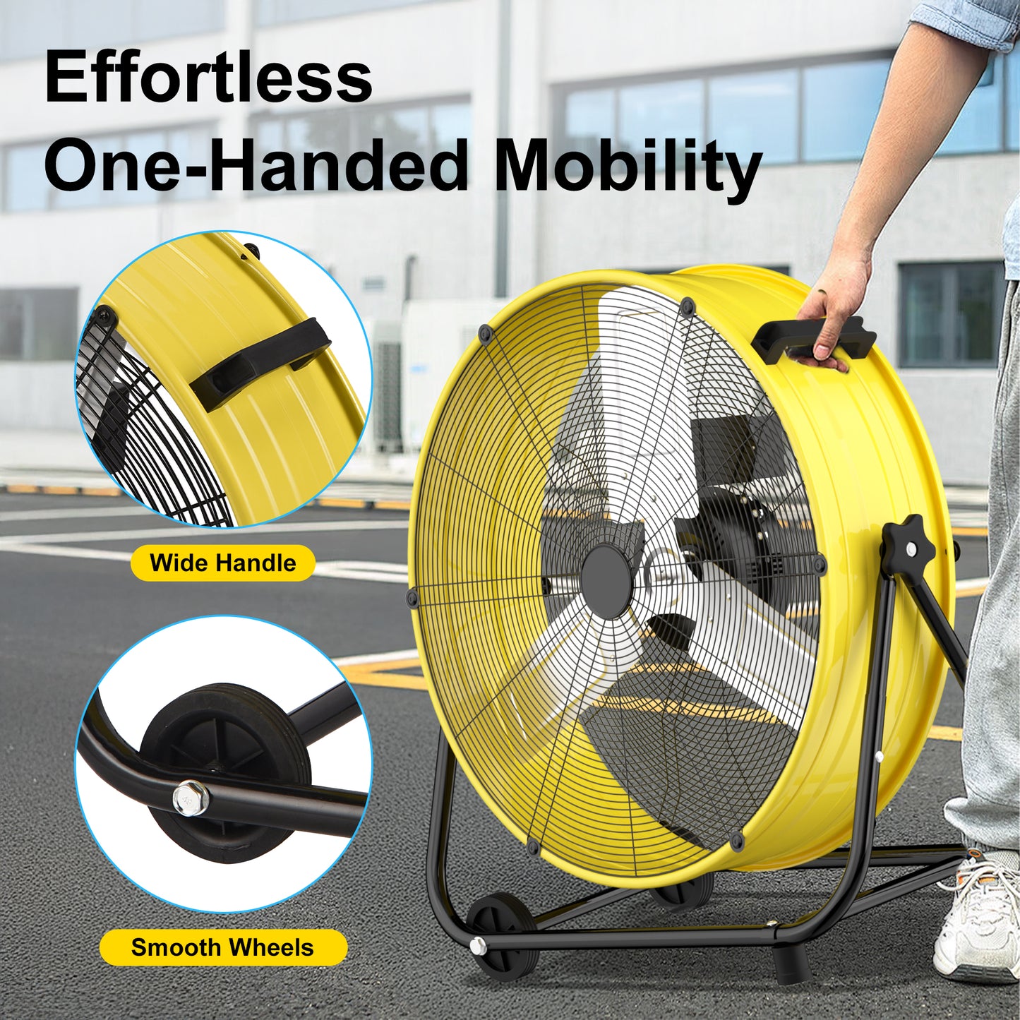 MEPTY 40-Inch Industrial Drum Fan, 24800 CFM High Velocity Floor Fan, 3-Speed Heavy Duty Metal Air Circulator for Shop, Warehouse, Workshop, Garage, Factory, 600W