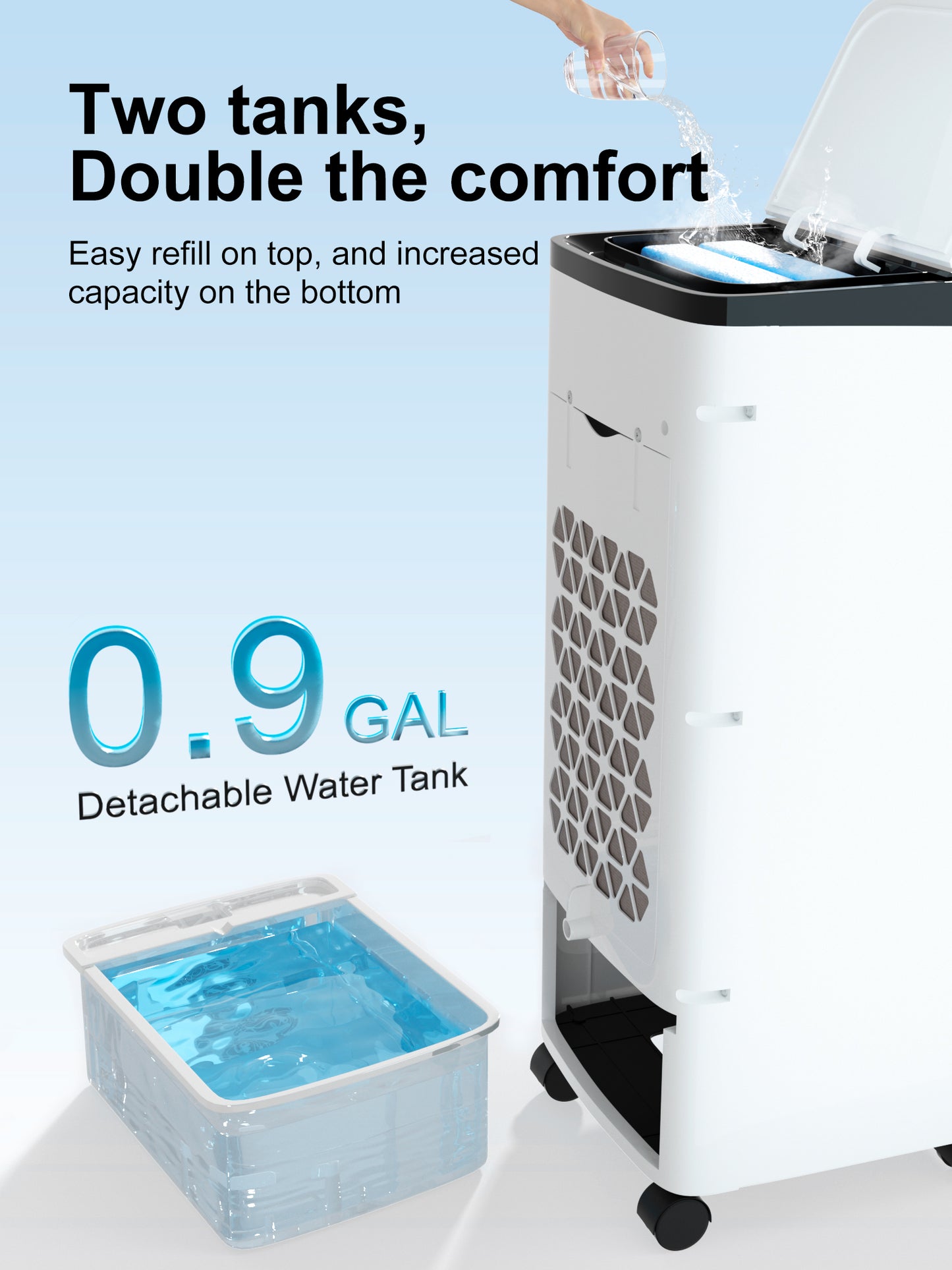 MEPTY Windowless Portable Air Conditioner, Swamp Cooler for Bedroom, Evaporative Cooler with Timer, Remote