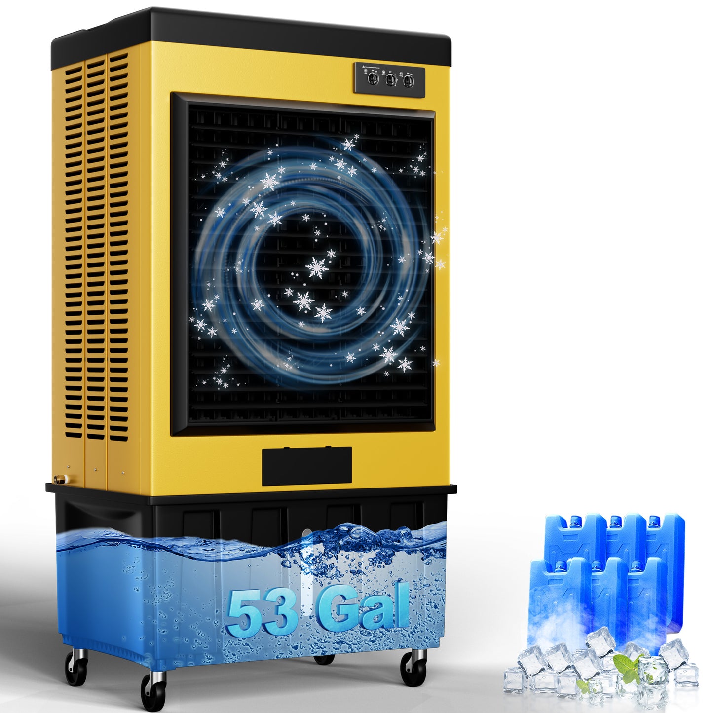 MEPTY 14715CFM Portable Swamp Cooler, Evaporative Air Cooler with 53 Gal Water Tank, Continuous Auto Fill, 3 Speeds, 120°Oscillation, Industrial Outdoor Swamp Coolers for Patios, Garage