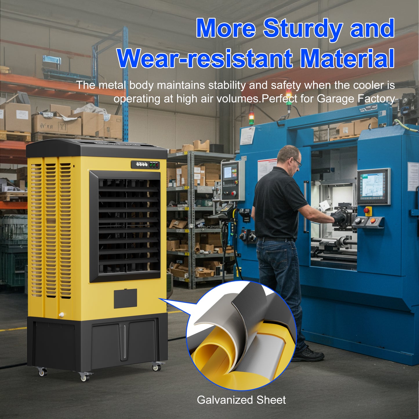 MEPTY 8979CFM Portable Swamp Cooler, Evaporative Air Cooler with 36 Gal Water Tank, Continuous Auto Fill, 3 Speeds, 120°Oscillation, Outdoor Cooling Fan for Industrial, Garage, Commercial Use