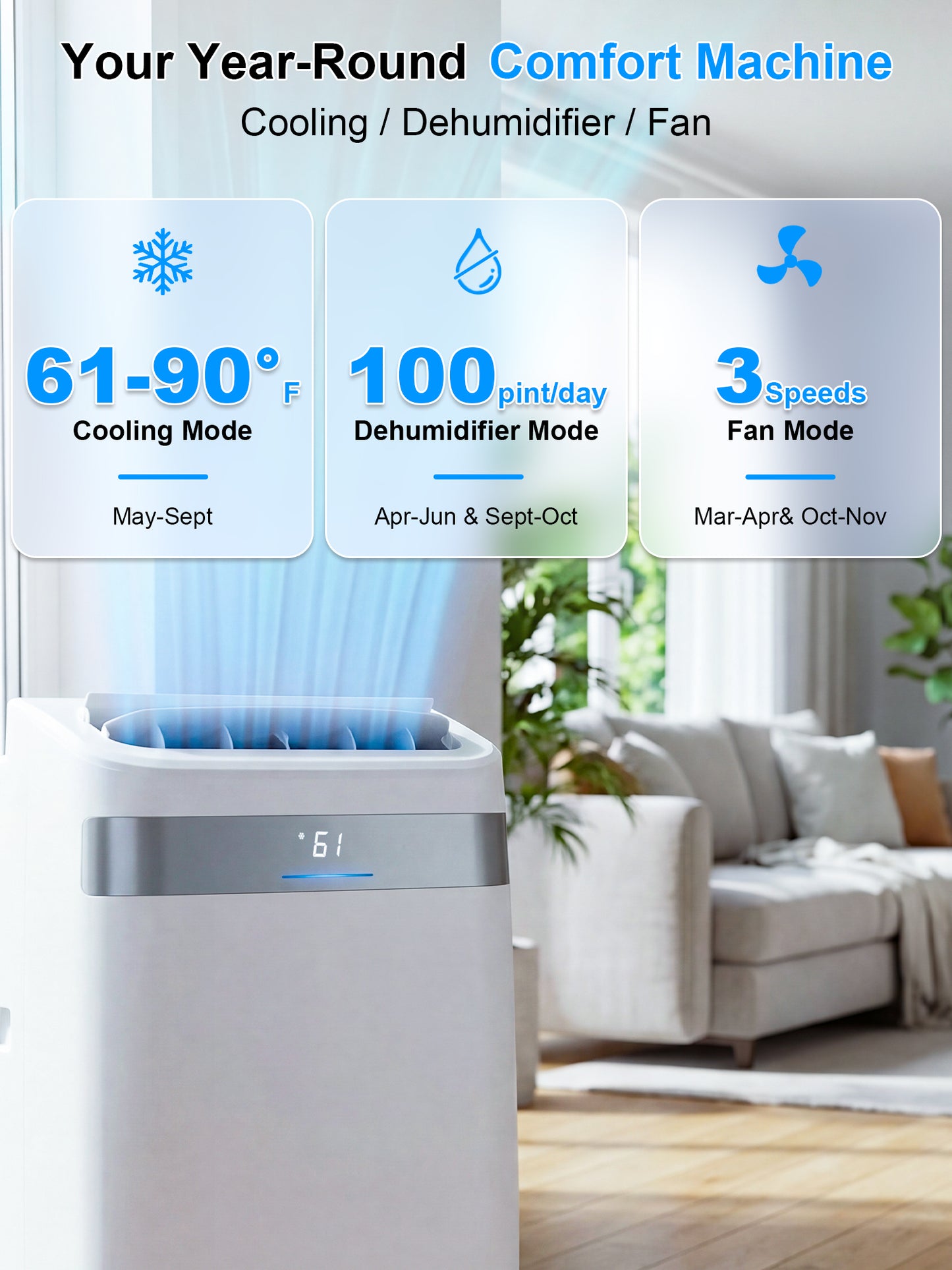 MEPTY 14000BTU Portable Air Conditioners, Portable AC Unit with Dehumidifier, Sleep Mode, 24H Timer, Cools Room up to 700 sq.ft, Room Air Conditioners with Auto-evaporation System for Bedroom