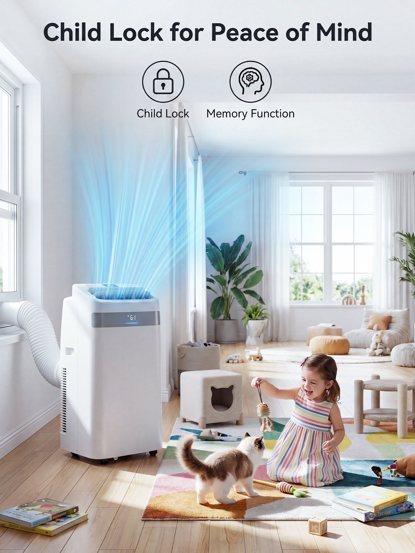 MEPTY 14000BTU Portable Air Conditioners, Portable AC Unit with Dehumidifier, Sleep Mode, 24H Timer, Cools Room up to 700 sq.ft, Room Air Conditioners with Auto-evaporation System for Bedroom