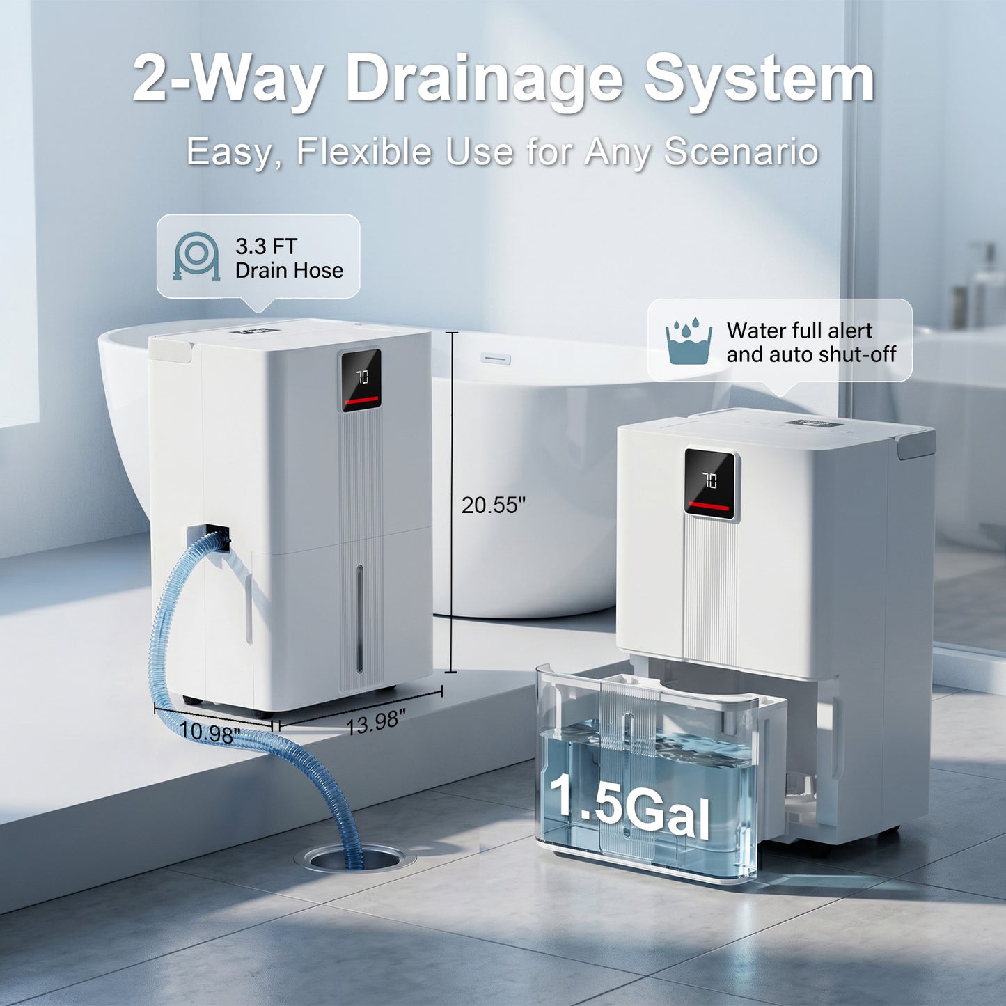 MEPTY 6000 Sq.Ft Dehumidifier,Max 110 Pint/Day Large Dehumidifier for Basement & Home with Drain Hose,Smart Humidity Control,24H Timer & Child Lock,3-Color Humidity Display Ideal for Bedroom,Bathroom