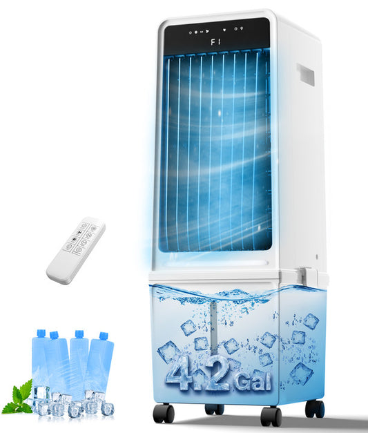 MEPTY Windowless Portable Air Conditioner,Swamp Cooler with 4.2 Gal Detachable Tank,3-In-1 Evaporative Air Cooler,AC Fan,LED Ambient Light,12H Timer,Air Cooler for Bedroom Living Room Office
